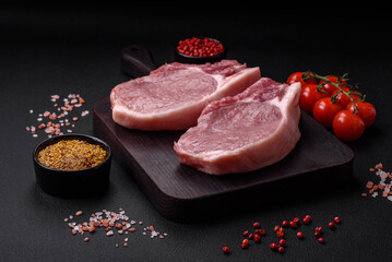 Raw pork on the bone or rib sliced with salt, spices and herbs