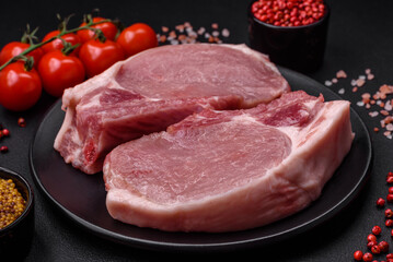 Raw pork on the bone or rib sliced with salt, spices and herbs