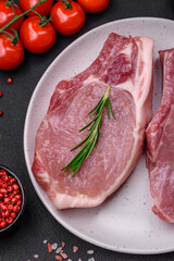 Raw pork on the bone or rib sliced with salt, spices and herbs