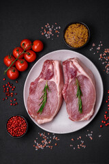 Raw pork on the bone or rib sliced with salt, spices and herbs
