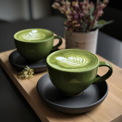 Obraz na płótnie Canvas Cup of matcha tea, matcha latte, generative ai