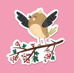 Bird flying animal cartoon sticker nature element concept. Vector graphic design illustration
