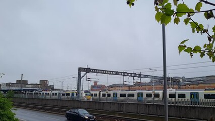 Low Angle Footage of Luton Central Railway Station and Train on Tracks, The Footage Was Captured on May 6th, 2023
