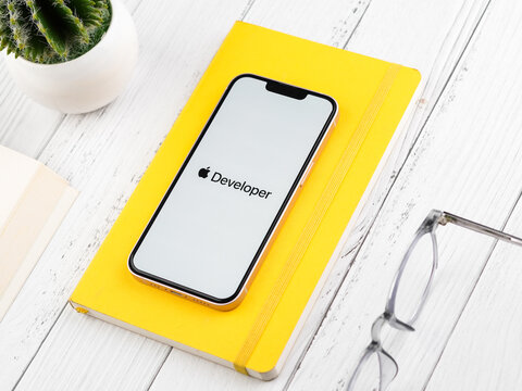 West Bangal, India - February 20, 2023 : Apple Developer on phone screen stock image.