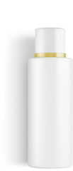 White Plastic Cosmetic Bottle with Gold Ring 3D-Illustration