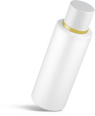 White Plastic Cosmetic Bottle with Gold Ring 3D-Illustration