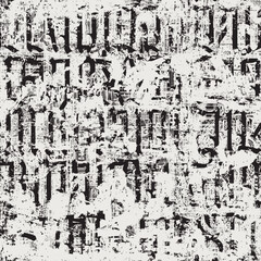Seamless pattern of ornate Gothic letters. Monochrome repeating background with ancient Latin letters scratched, dirty backdrop. Vector texture, Wallpaper, wrapping paper or fabric in vintage style