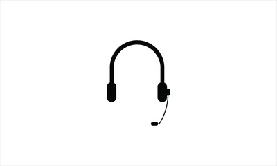 headset with microphone vector on white