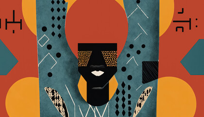 Abstract Geometric Figures Stylish Modern Wall Art for Wall Decoration, Wallpaper, Murals, Carpets, and Hanging Pictures, Scandinavian-Bohemian Fusion Hand-Drawn, Aesthetic Illustrations Generative AI