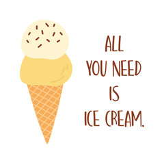 Ice cream isolated on white background. Cute vector illustration
