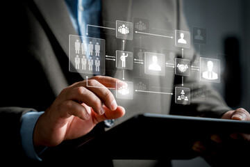 Business hierarchy structure. Relations of order or subordination between members. Business process...
