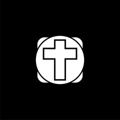 Obraz premium Christian cross icon isolated on isolated on black background