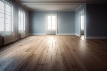 Empty Room Interior with wooden floor -Ai

