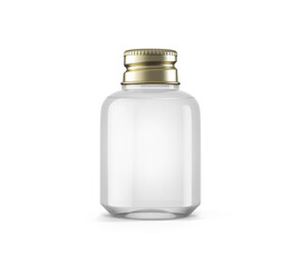 Screw Metal Cap Cosmetic Clear Glass Bottle 3D Rendering
