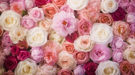 Fototapeta na wymiar Summer Pink Roses Background Generative AI