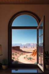 Window View to a Desert Landscape