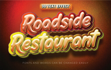 Roadside restaurant 3d editable text effect style
