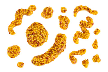 french mustard isolated on white background with full depth of field. Top view. Flat lay.