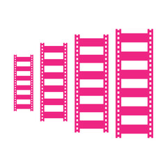 Obraz premium 3D film strips. Film strip vector illustration on white. 3d flim roll. Film strip set vector image