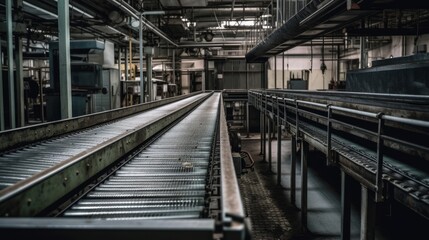 Fototapeta na wymiar A conveyor belt in a factory. AI generated