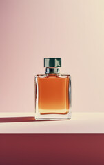 A harmonious blend of colors:  perfume bottle emerges as an epitome of modern luxury and style.