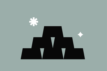 Gold stack illustration. Gold icon in flat design art.	
