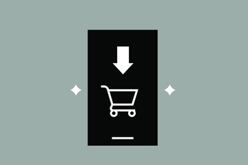 Geometric online shopping illustration. Vector ecommerce icon in flat design art.	
