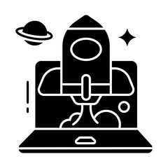 Conceptual solid design icon of rocket 