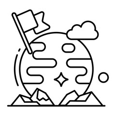 A unique design icon of flagged planet 