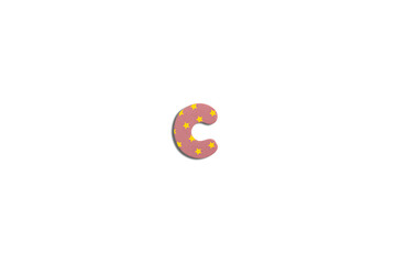 Alphabet letter C on a white background. Top view, flat lay