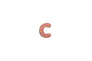 Fototapeta premium Alphabet letter C on a white background. Top view, flat lay