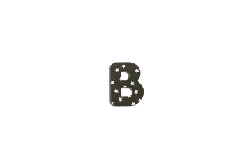 Alphabet letter B on a white background. Top view, flat lay