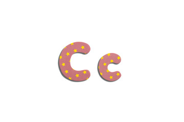 Alphabet letter C on a white isolated background. Top view, flat lay