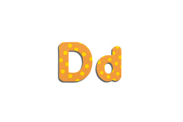 Alphabet letter D on a white isolated background. Top view, flat lay