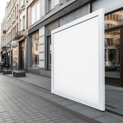 Blank white signboard on the street. 3d rendering.