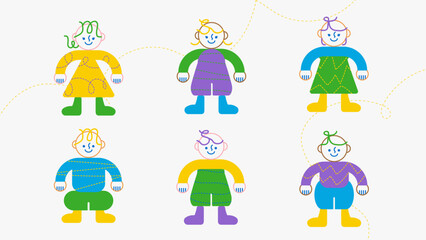  A multiethnic group of people, all wearing different-colored clothing and holding smartphones, in a cartoon style