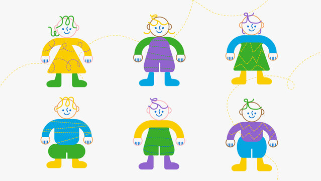  A multiethnic group of people, all wearing different-colored clothing and holding smartphones, in a cartoon style