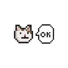 Obraz premium Serious cat, pixel art meme