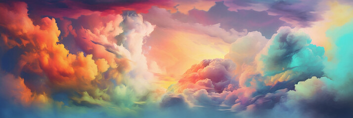 Obraz na płótnie Canvas Rainbow clouds, generative ai
