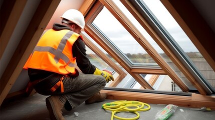 Contractor fitting a bespoke loft window