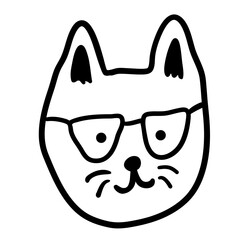 linear black and white cat portrait in vector.doodle style object for design. avatar for social networks.isolated stylized cat.Collection of portraits of cats