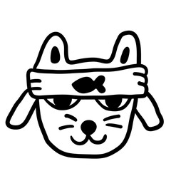 linear black and white cat portrait in vector.doodle style object for design. avatar for social networks.isolated stylized cat.Collection of portraits of cats