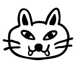 linear black and white cat portrait in vector.doodle style object for design. avatar for social networks.isolated stylized cat.Collection of portraits of cats