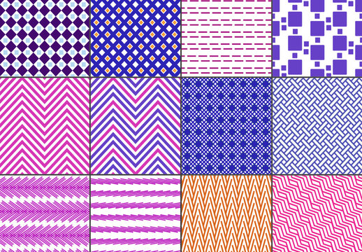 Seamless Bright Geometric Overlay Pattern Set