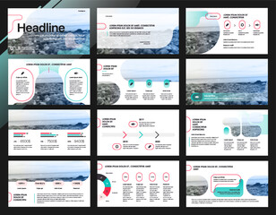 Presentation template, Slide with infographic elements. Vector slide template for business project presentations and marketing.