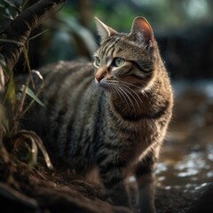 Cat in natural habitat (generative AI)