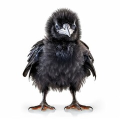 Baby Crow isolated on white (generative AI)