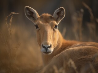 Unique Saiga Antelope in Natural Habitat AI Generated Generative AI