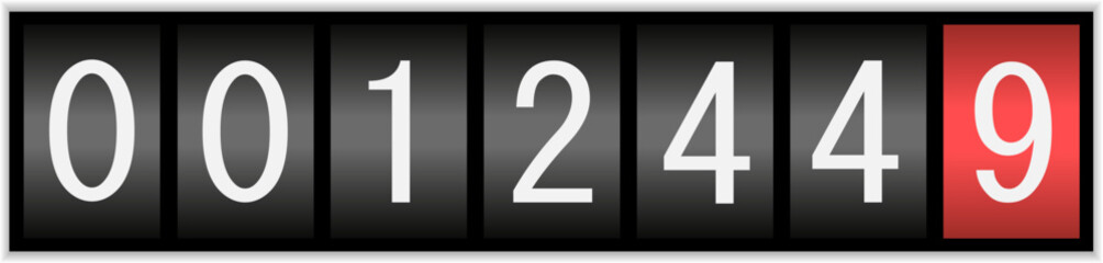 Counter display with running numbers, vector illustration