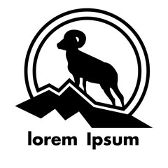 Logo vector silhouette of mountain goat. 